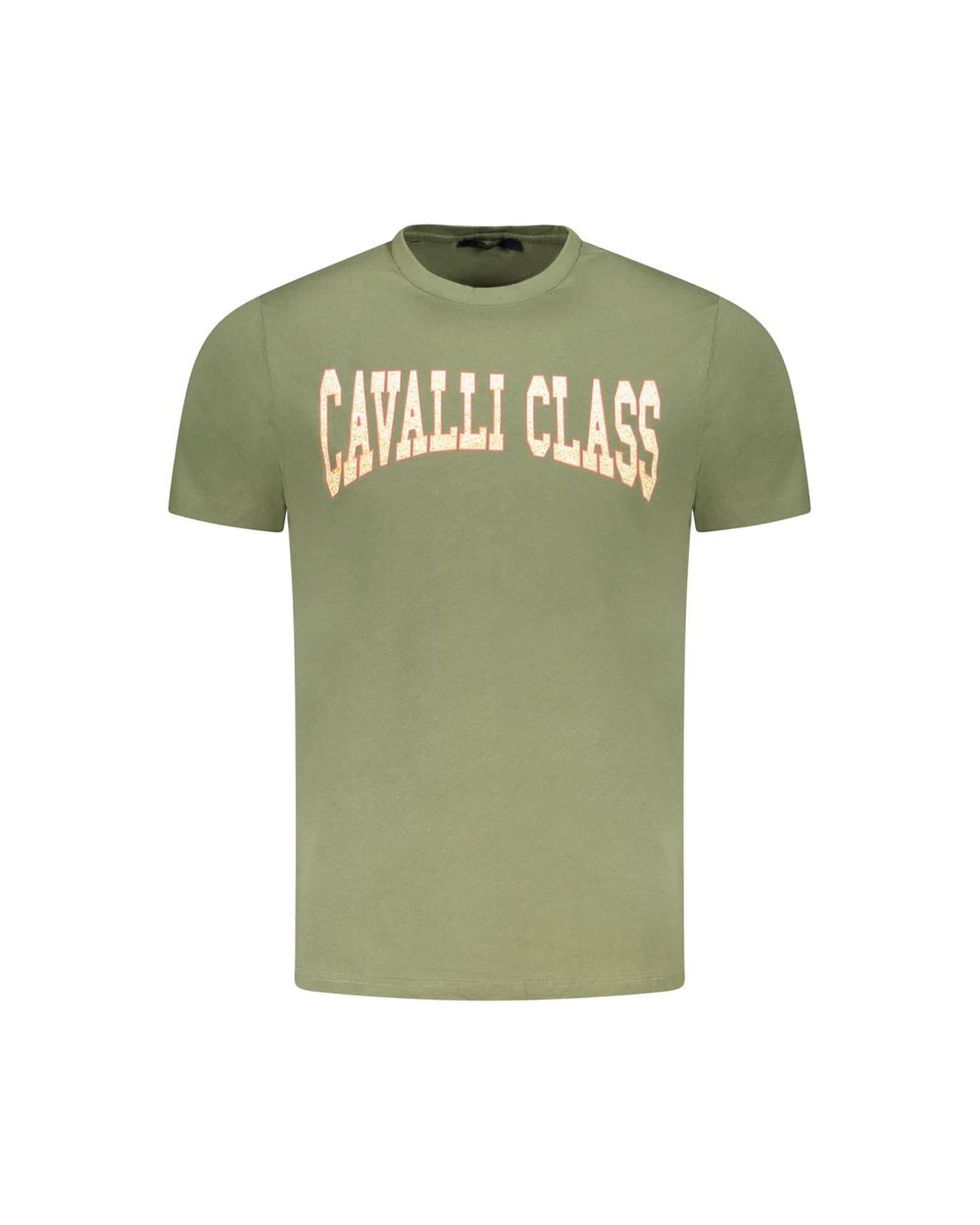 V539-CA-36666-XL-202506161341-00 Cavalli Class Men's Green Cotton T-Shirt - XL - Image 1