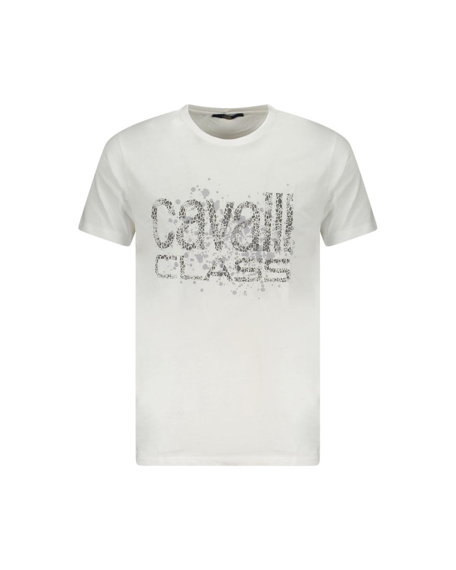 V539-CA-36674-XL-202506161411-00 Cavalli Class Men's White Cotton T-Shirt - XL - Image 1