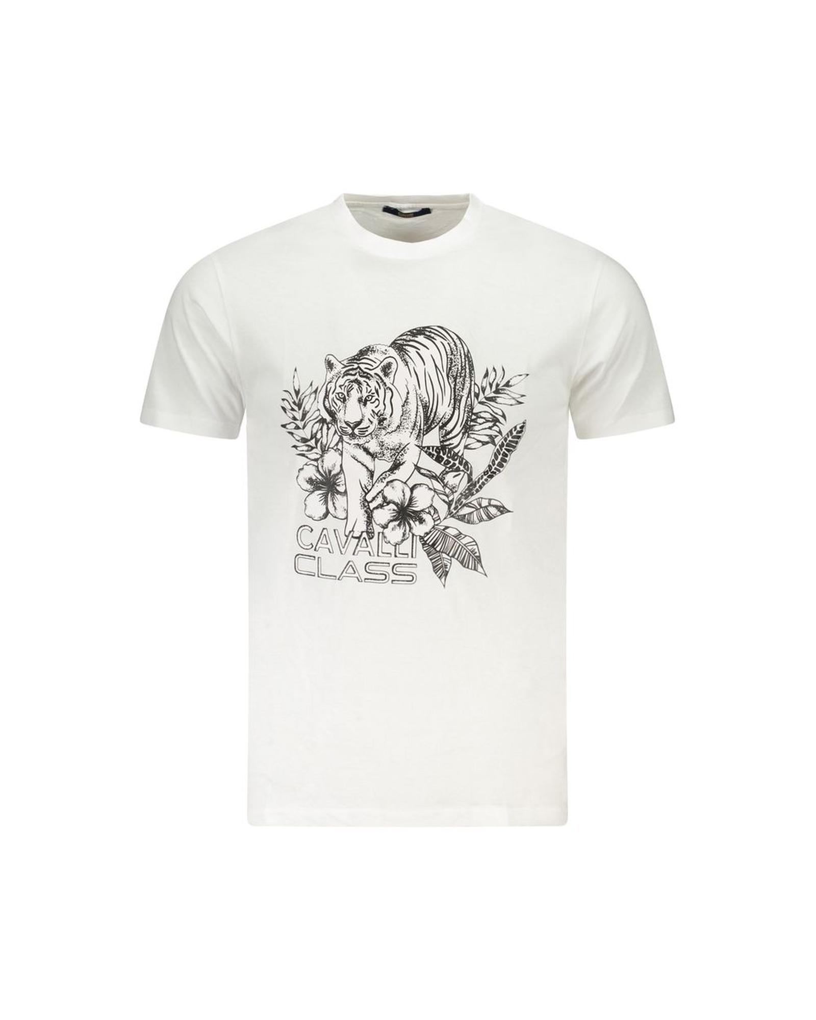V539-CA-36694-L-202506161510-00 Cavalli Class Men's White Cotton T-Shirt - L - Image 1