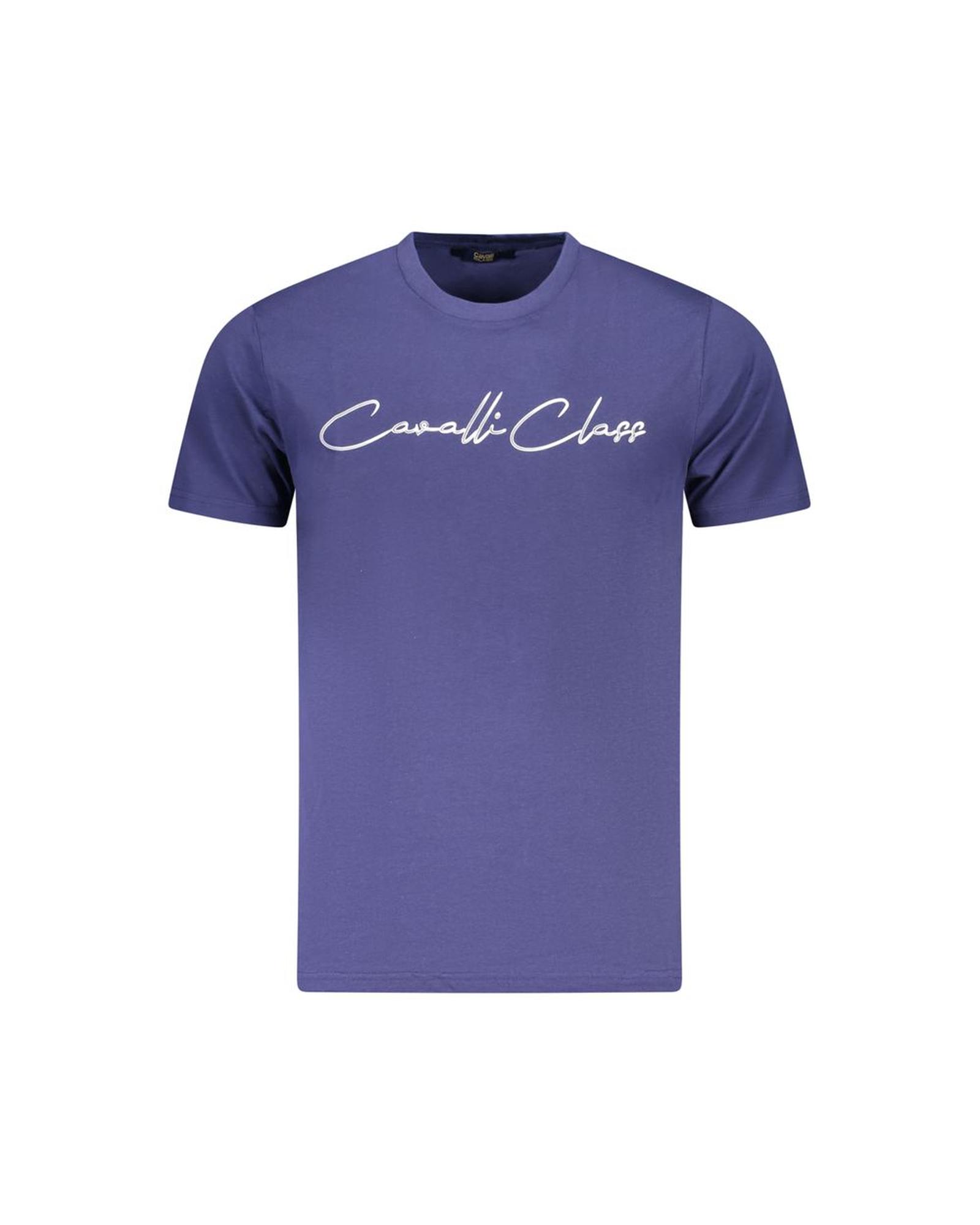 V539-CA-36698-L-202506161511-00 Cavalli Class Men's Blue Cotton T-Shirt - L - Image 1