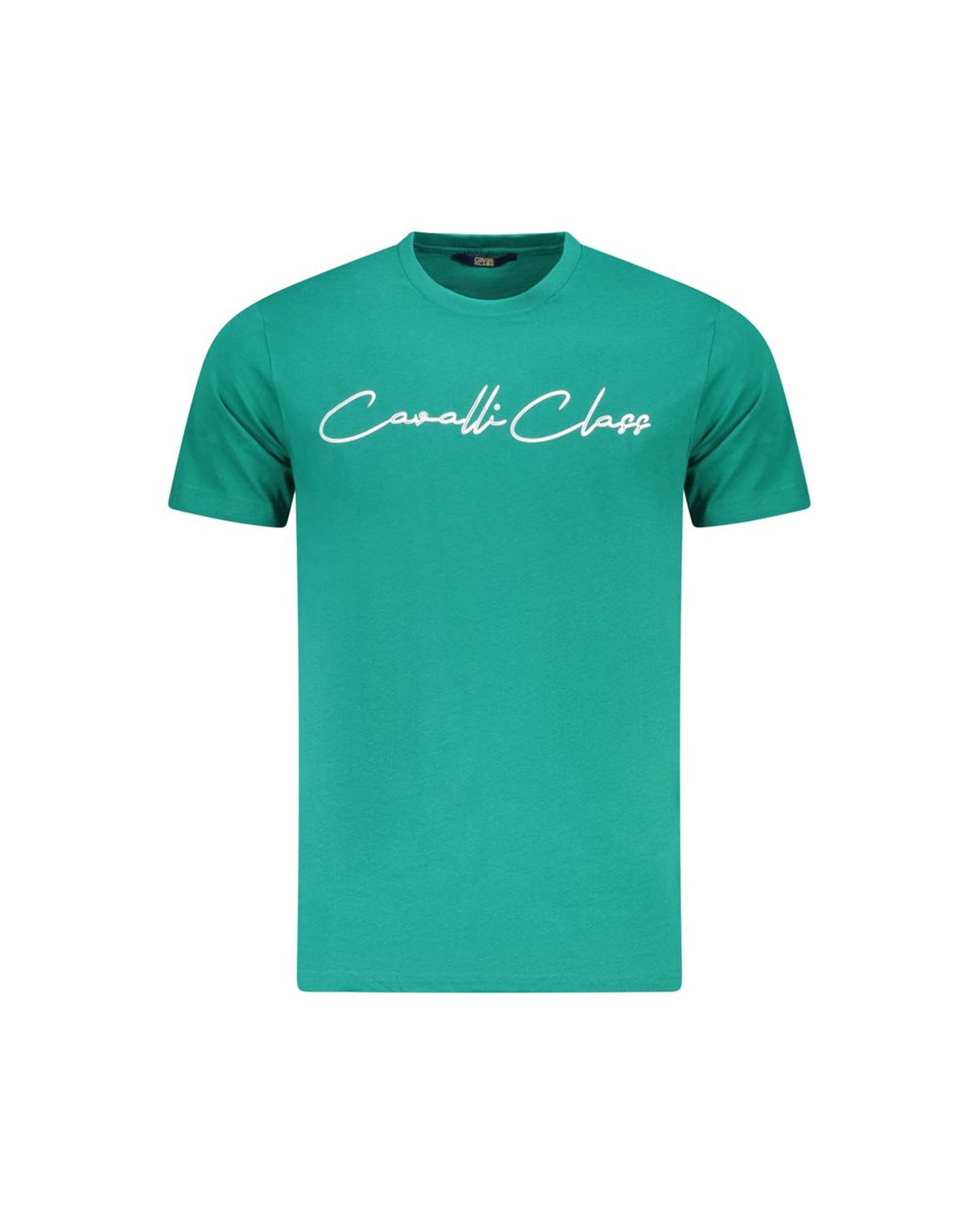 V539-CA-36699-L-202506161515-00 Cavalli Class Men's Green Cotton T-Shirt - L - Image 1