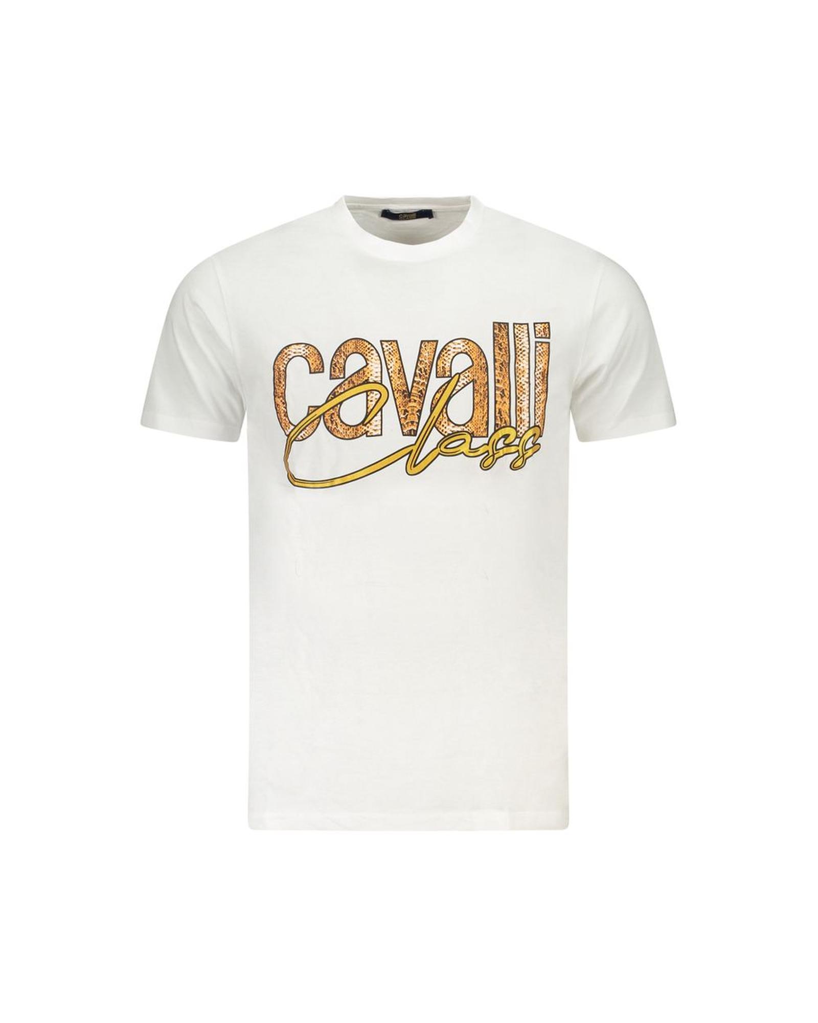 V539-CA-36700-XL-202506161517-00 Cavalli Class Men's White Cotton T-Shirt - XL - Image 1