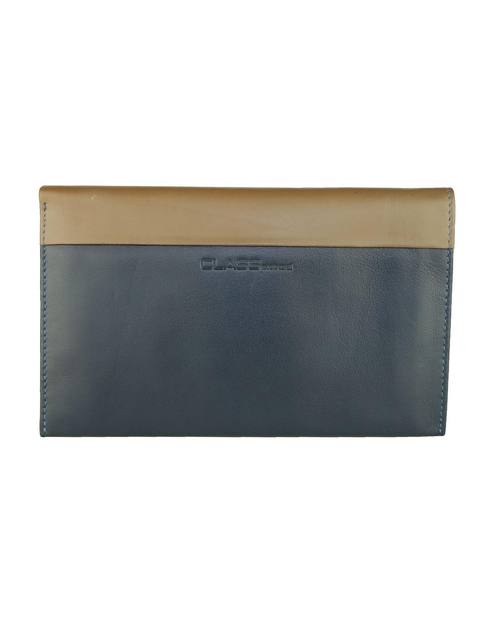V539-CACL-6851-202509010355-00 Blue Leather Cavalli Class Wallet with Card Holder Inserts One Size Men - Image 1