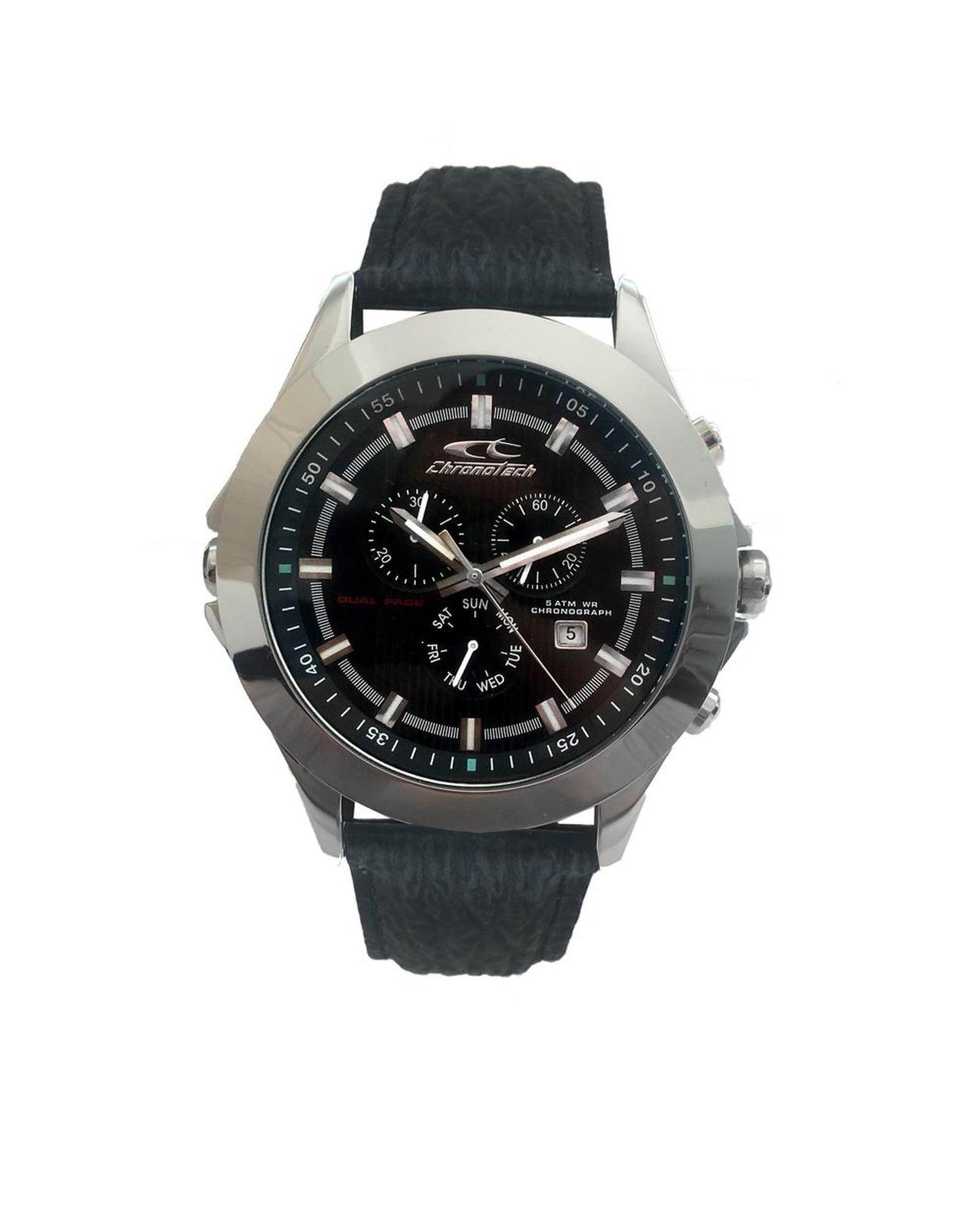 V539-CHCT7636M01AC-202506161735-00 Chronotech Men's Black Leather Watch - One Size - Image 1