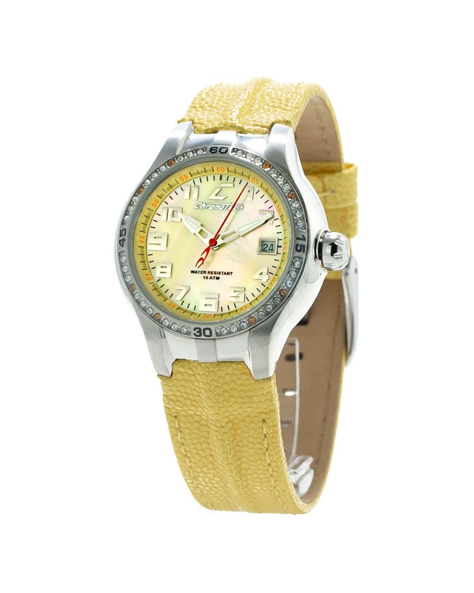 V539-CHCT7980L05SAC-202506161840-00 Chronotech Women's Yellow Leather Watch - One Size - Image 1