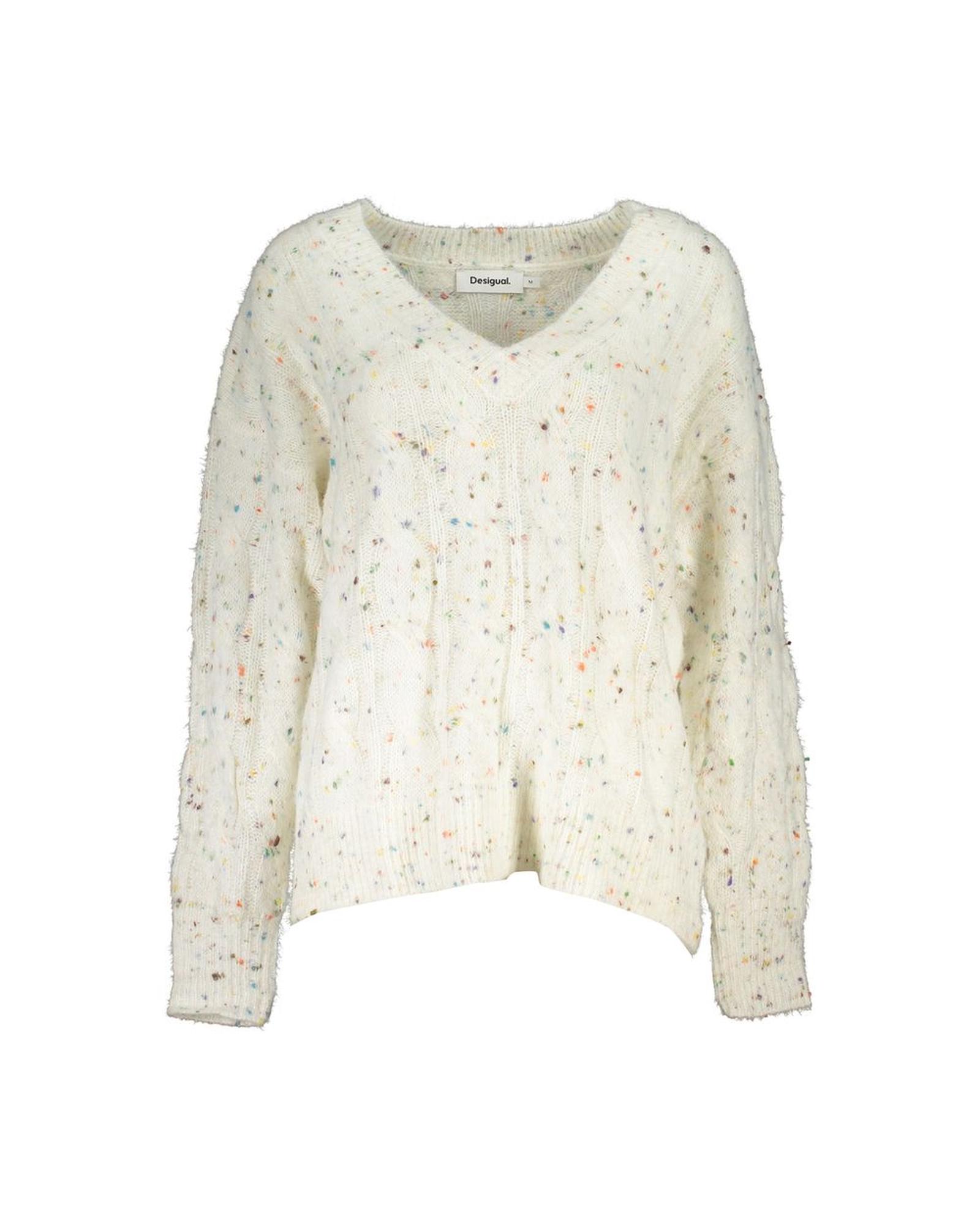 V539-DE-24884-L-202506162117-00 Desigual Women's White Polyester Sweater - L - Image 1
