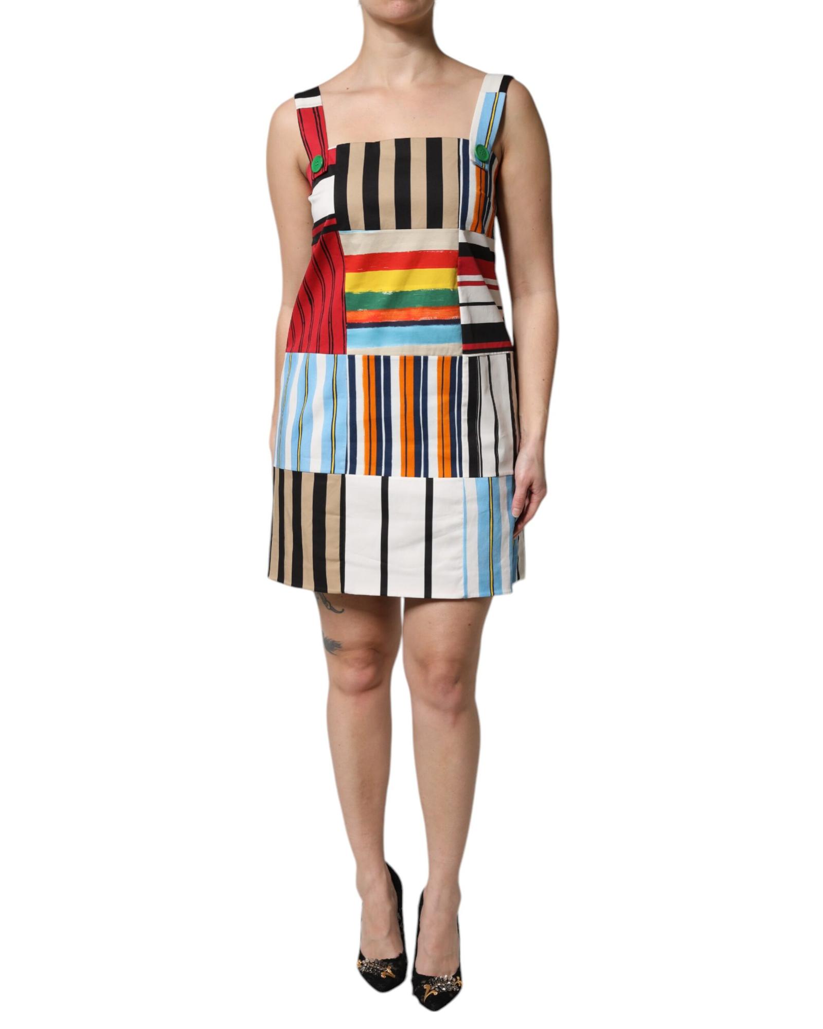 V539-DR81656-42-202506161946-00 Dolce & Gabbana Women's Multicolor Cotton Stripe Sleeveless Dress - 42 IT - Image 1