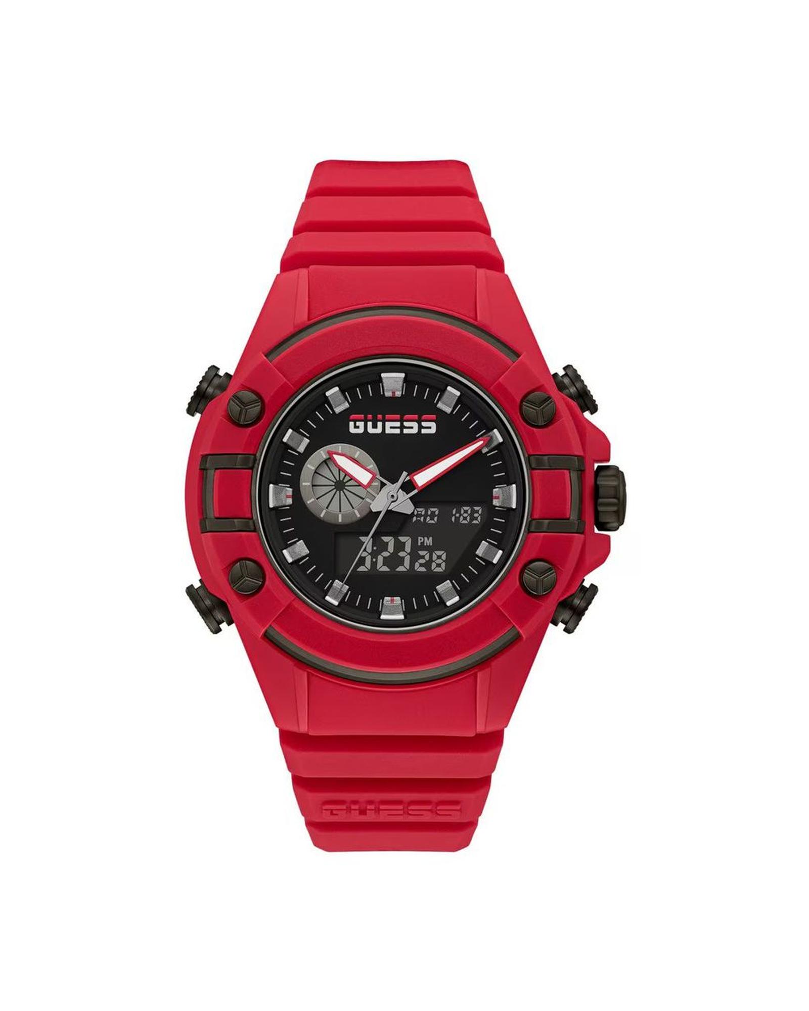 V539-GUGW0269G5AC-202506170336-00 Guess Men's Red Silicone Watch - One Size - Image 1