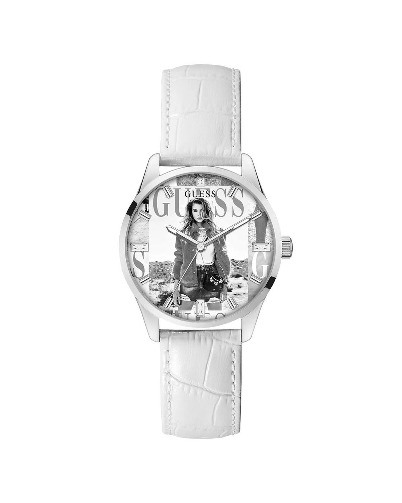 V539-GUGW0289L1AC-202506170336-00 Guess Women's White Leather Watch - One Size - Image 1