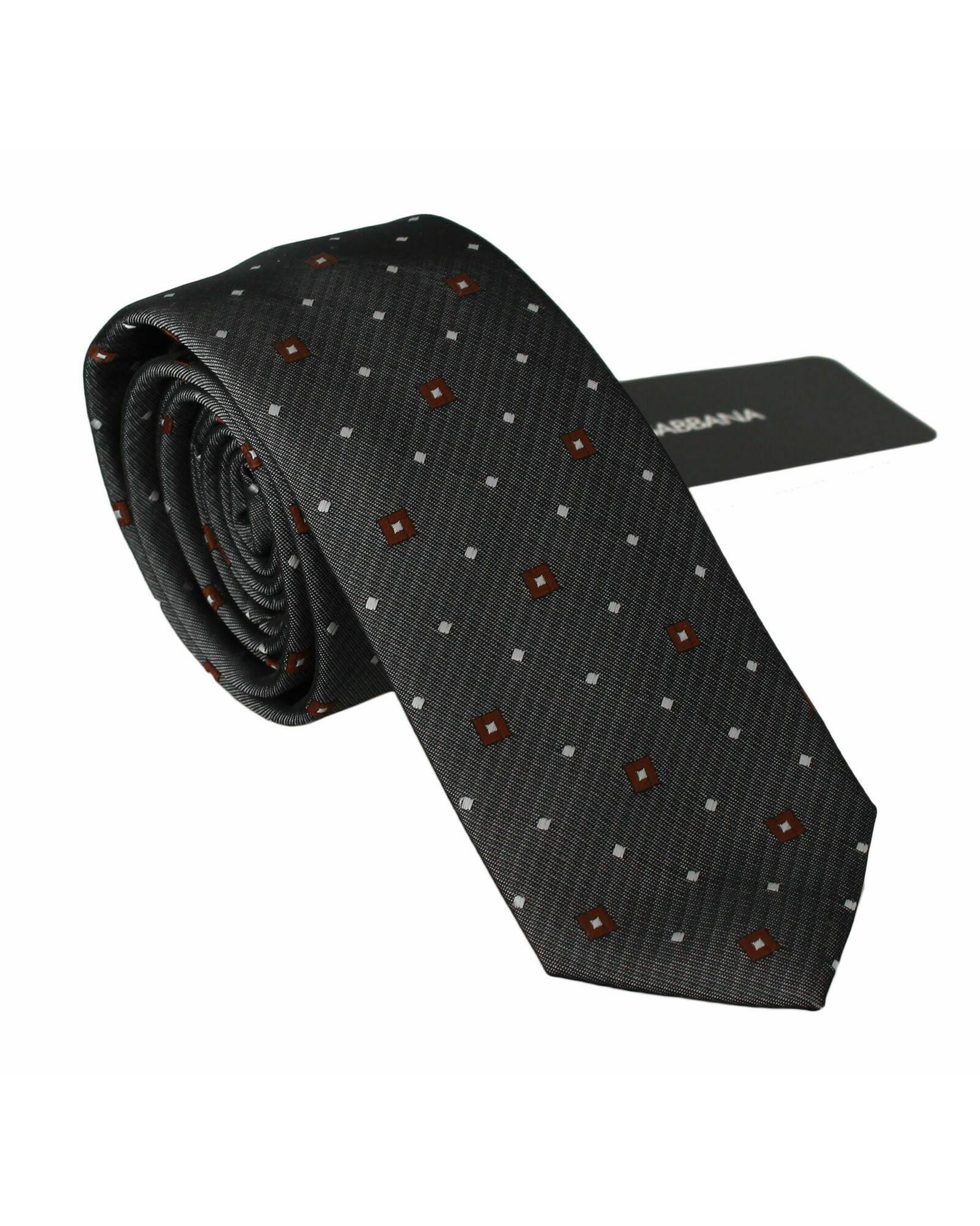 V539-KRA701-202508312040-00 Dolce & Gabbana Exclusive Gray Patterned Silk Tie One Size Men - Image 1