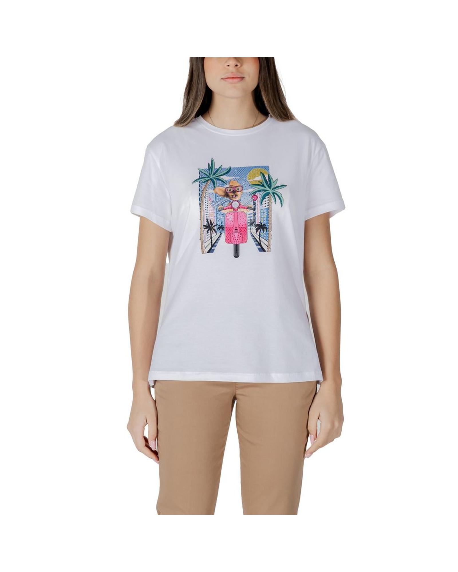 V539-LI-15938900008-IT42M-202506170745-00 Liu Jo Women's White Cotton Tops & T-Shirt - 42 IT - Image 1