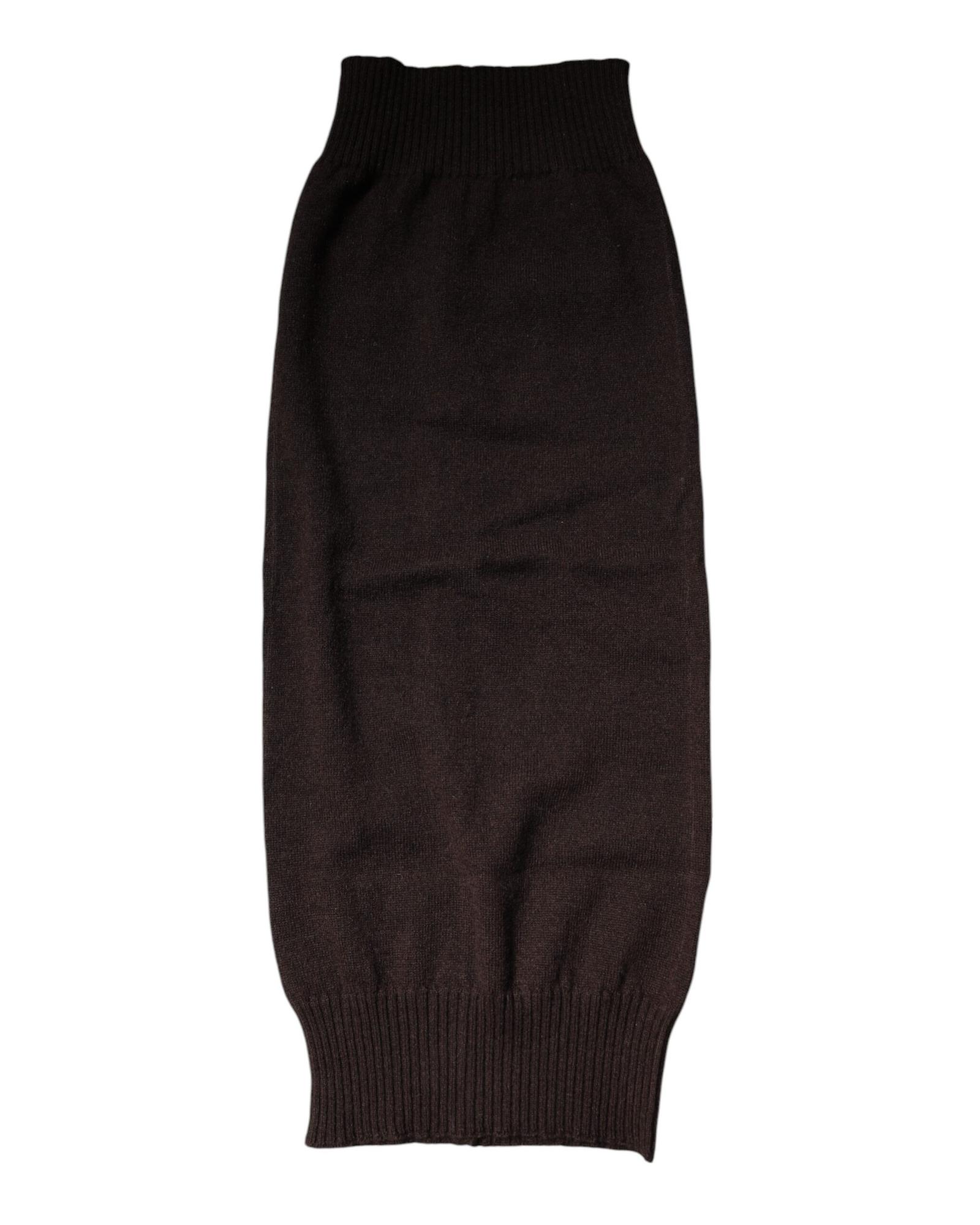 V539-MS7364-202506170954-00 Dolce & Gabbana Men's Brown Cashmere Knitted Neck Warmer Foulard Scarf - One Size - Image 1