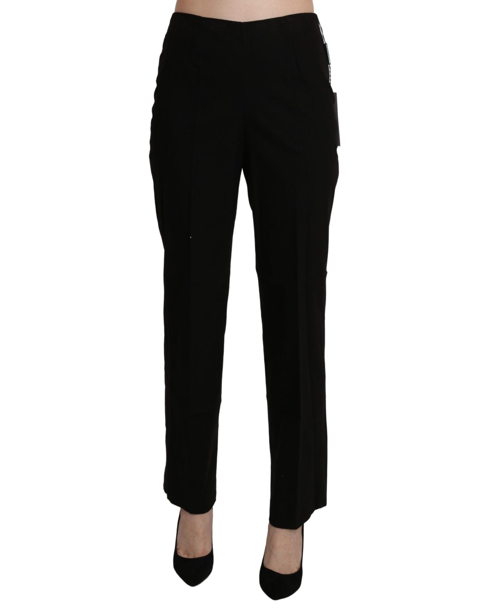 V539-PAN71372-44-202509010325-00 Black High Waist Straight Pants 44 IT Women - Image 1