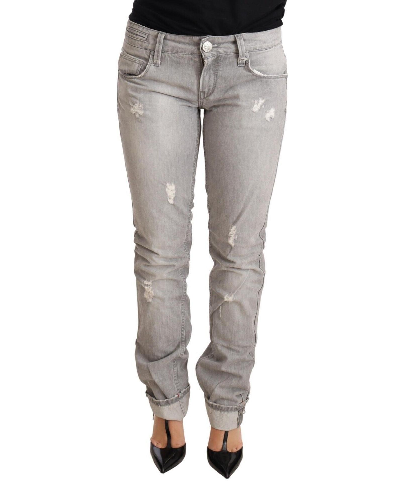 V539-PAN71793-26-202509012140-00 Tattered Skinny Cut Jeans with Logo Details W26 US Women - Image 1