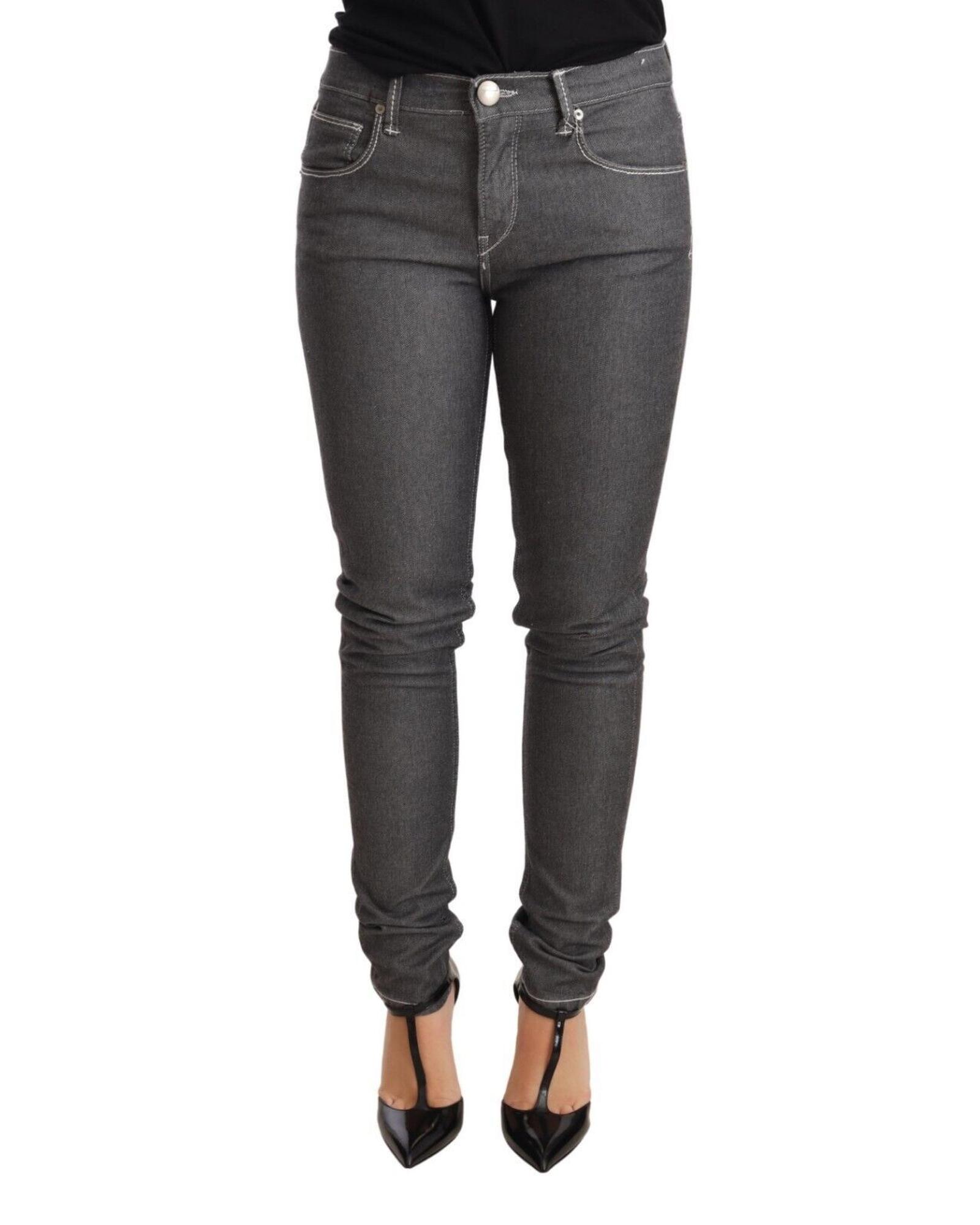 V539-PAN71797-26-202506180421-00 Acht Women's Gray Low Waist Skinny Denim Trouser Jeans - W26 US - Image 1