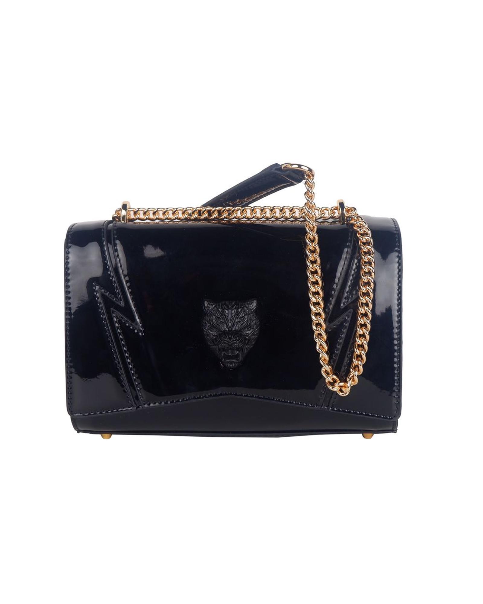V539-PLSP-11027-202509011250-00 Logo Chain Shoulder Bag with Magnetic Opening and Patent Leather Effect One Size Women - Image 1