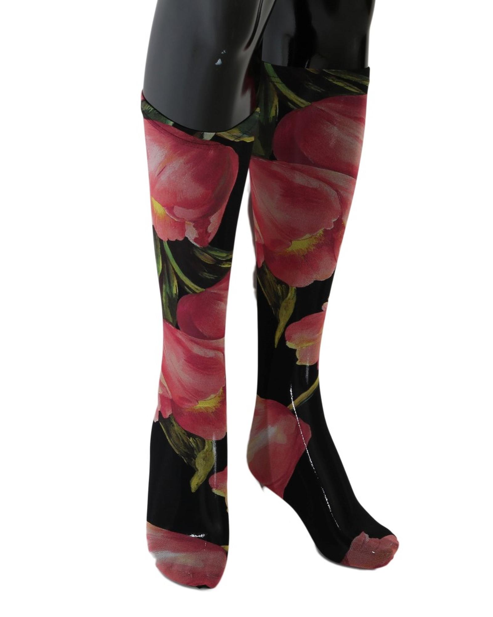 V539-SCS53-2-202509010925-00 Floral Stretch Stockings with Logo Details M Women - Image 1