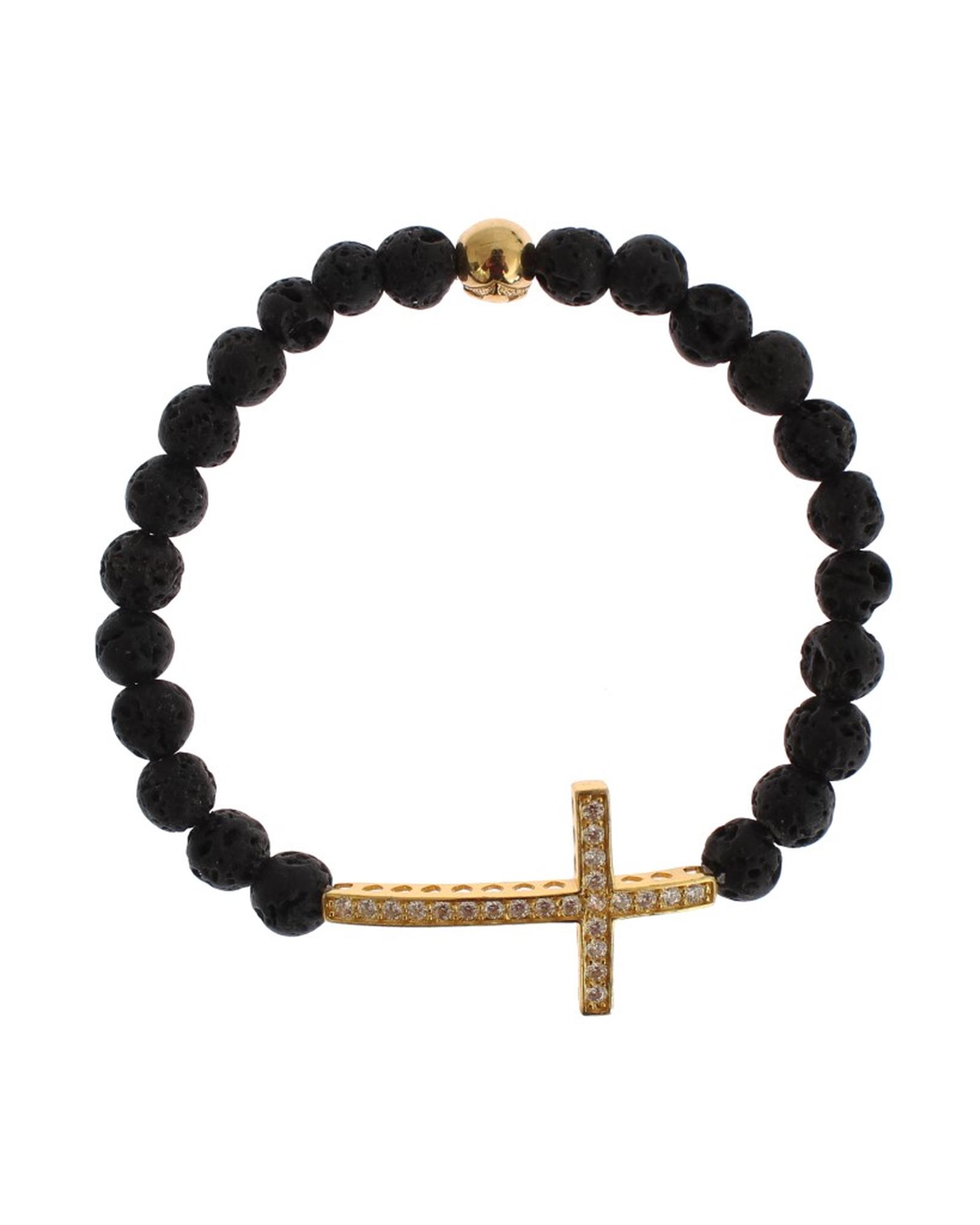 V539-SIG19011-2-202509011455-00 NIALAYA Gold Plated Sterling Silver Bracelet with CZ Diamond Cross XS Women - Image 1