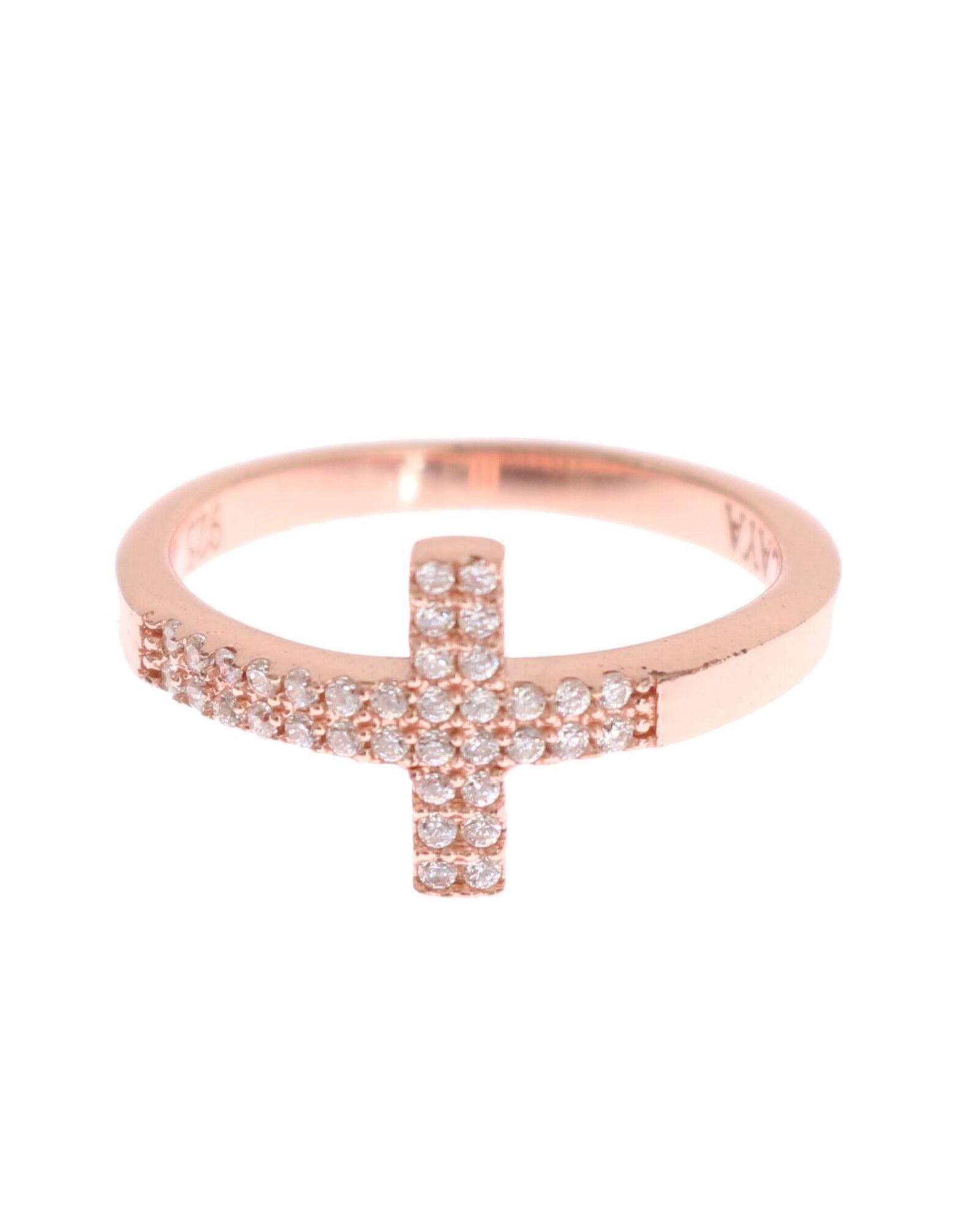 V539-SMY11064-5-202506180630-00 Nialaya Women's Elegant Pink Crystal Encrusted Silver Ring - 49 EU - Image 1