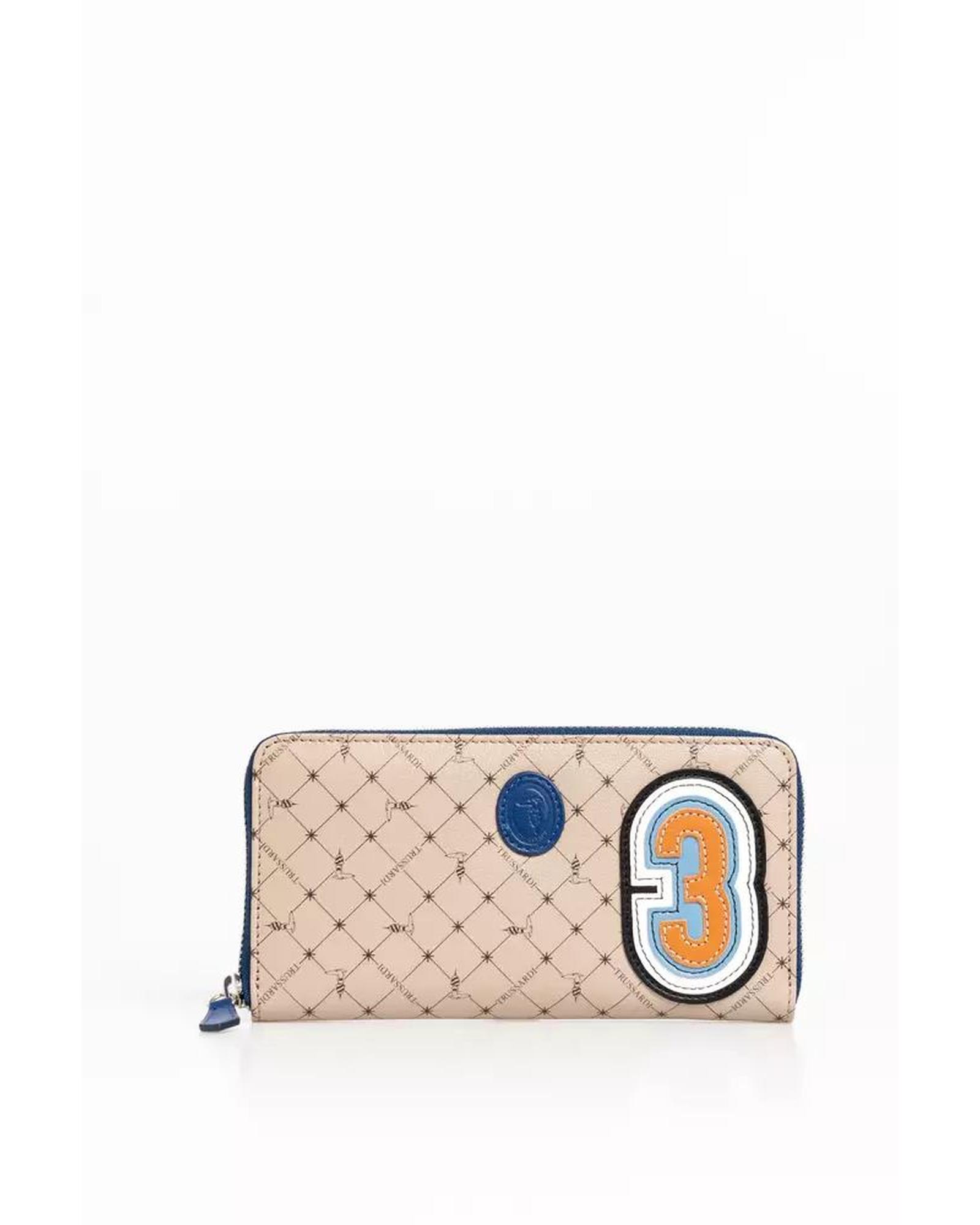 V539-TR-21576-202509012200-00 Trussardi Zip Wallet with 70s Print and Numeric Patch One Size Men - Image 1