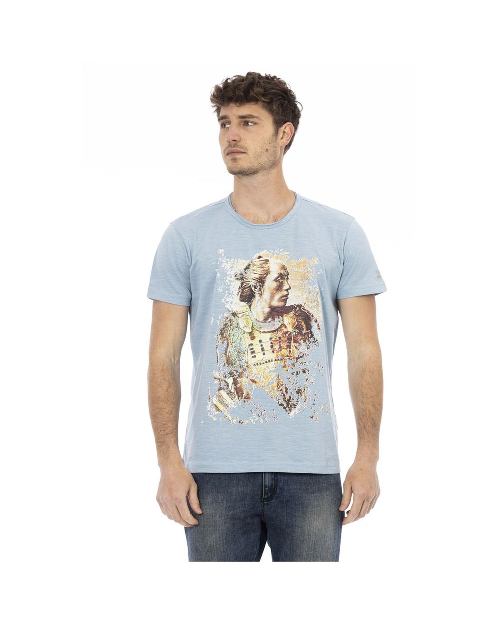 V539-TR-24181-XL-202506111646-00 Trussardi Action Men's Elegant Light Blue Cotton Tee for - XL - Image 1