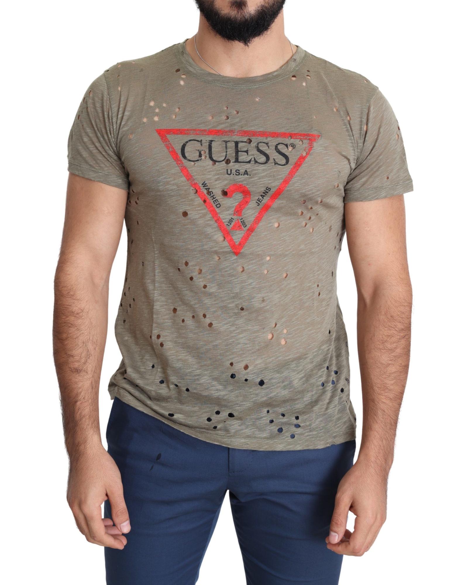 V539-TSH5083-L-202508311930-00 Authentic Brown Cotton Stretch T-Shirt with Round Neck and Short Sleeves L Men - Image 1