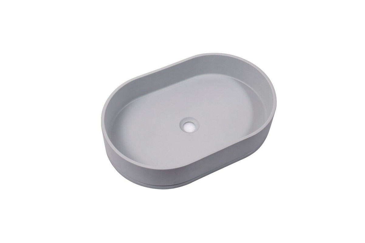 V549-5838CONOVALLIGHTGREY-95866-00 Ultra Modern Concrete Cement Wash Basin Counter Top Matte Light Gray Oval Basin - Image 1