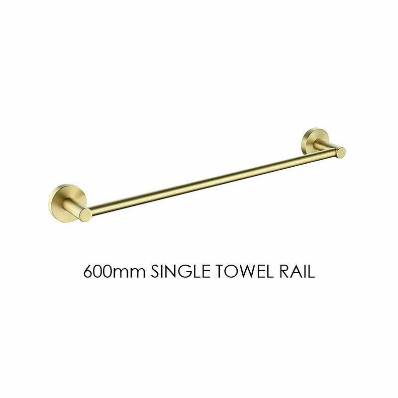 V549-60SSSGLTOWGOLD-97978-00 Luxurious Brushed Gold Stainless Steel 304 Towel Rack Rail - Single Bar 600mm - Image 1