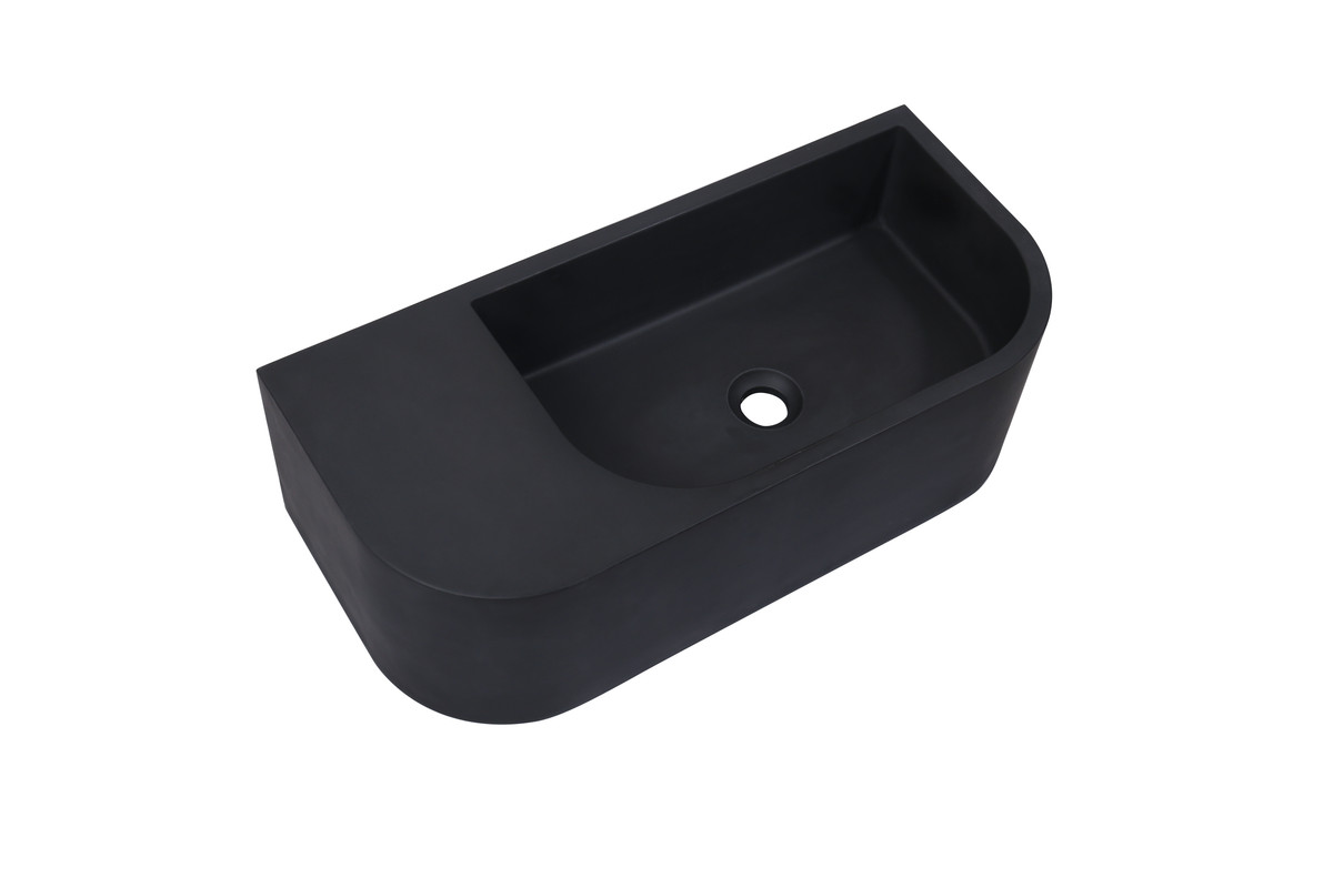 V549-6530CONBLACK-95849-00 New Concrete Cement Wash Basin Counter Top Matte Black Wall Hung Basin - Image 1