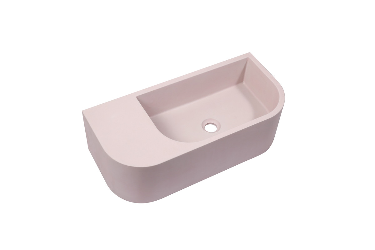 V549-6530CONPINK-95850-00 New Concrete Cement Wash Basin Counter Top Matte Pink Wall Hung Basin - Image 1