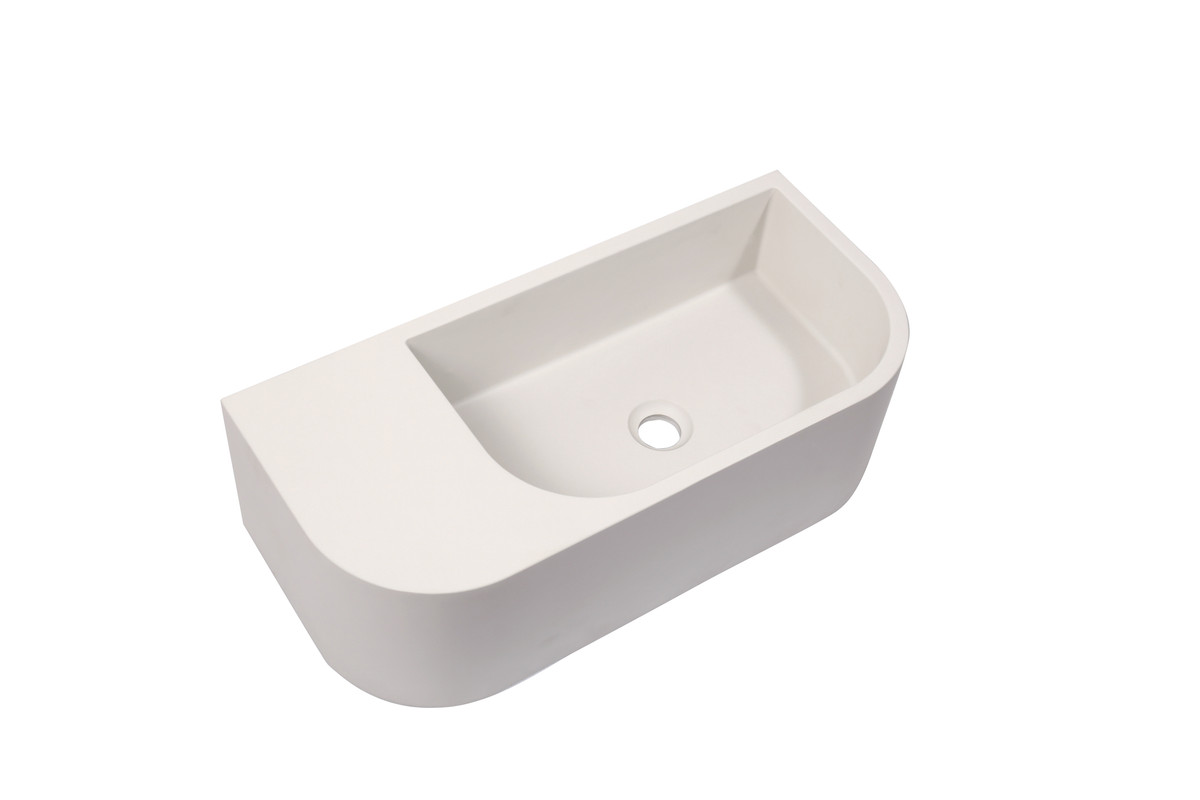 V549-6530CONWHITE-95848-00 New Concrete Cement Wash Basin Counter Top Matte White Wall Hung Basin - Image 1