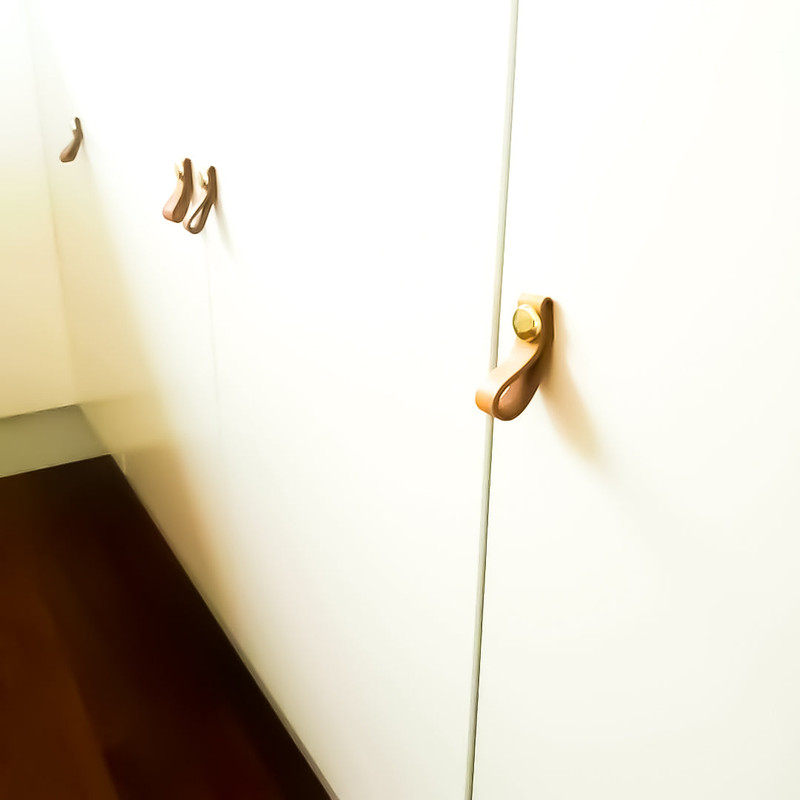 V549-TMB-90753-00 100% Genuine Leather Door Knob Cabinet Kitchen Drawer Handle Pull laundry gold - Image 1