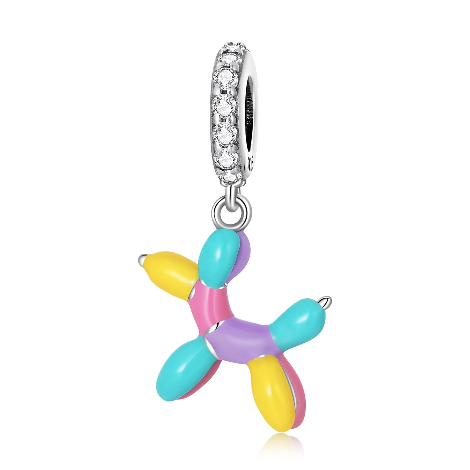 V562-0009200ADE-202504111721-00 925 Sterling Silver Balloon Puppy Pendant For Bracelets & Necklaces - Image 1