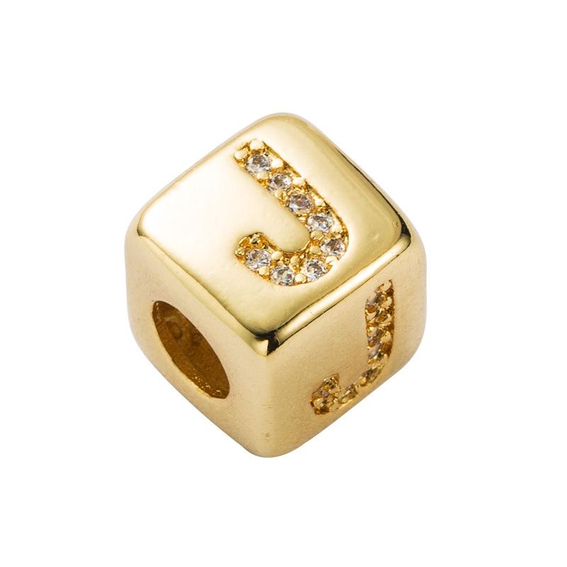 V562-0100396240DBT-202504111810-00 Brass Micro Inlaid Couple Red String Pull Diy Bracelet English Letter Beads Style - J - Image 1