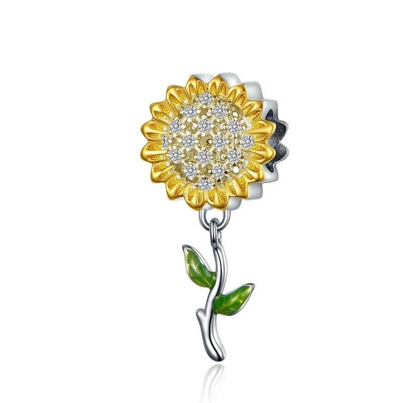 V562-04676240DBT-202504111805-00 925 Sterling Silver Sunflower Pendant For Diy Bracelet - Image 1