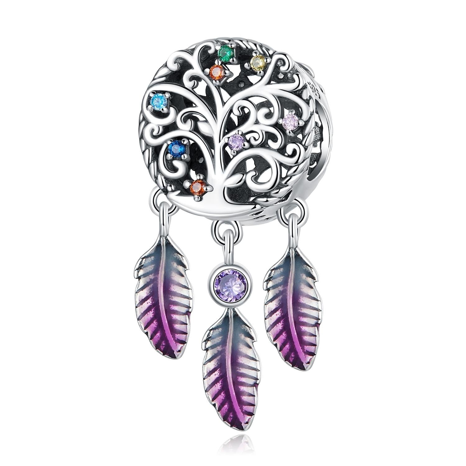 V562-0629200ADE-202504111910-00 925 Sterling Silver Tree Of Life Dream Catcher Bracelet / Necklace Set - Image 1