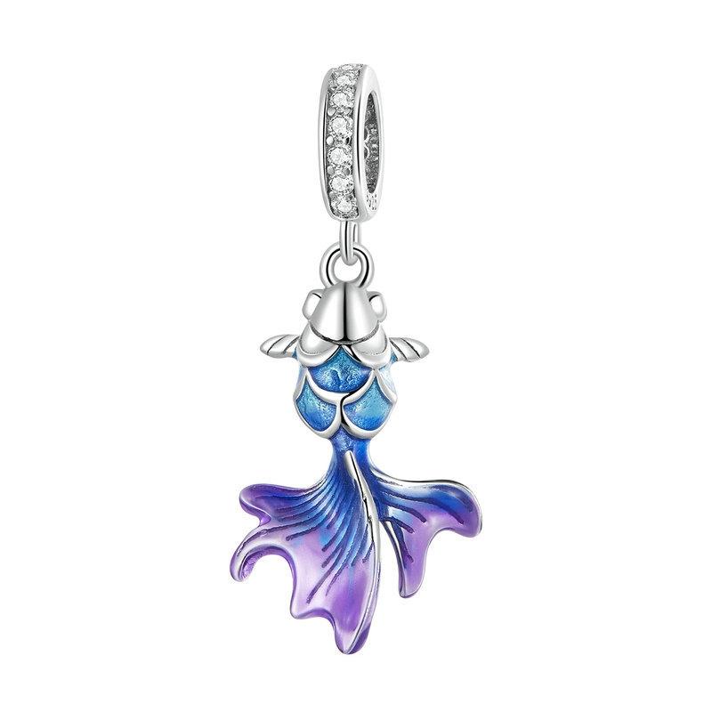 V562-07403060DBT-202504111942-00 925 Sterling Silver Blue Fish Diy Pendant Beaded Accessory - Image 1