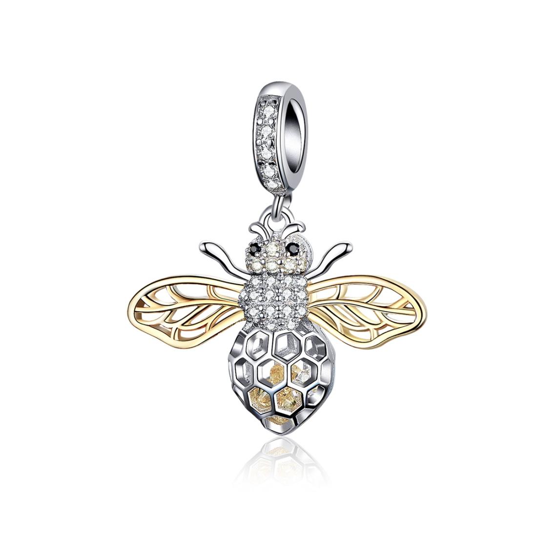 V562-1053976240DBT-202504111722-00 925 Sterling Silver Bee Zircon Pendant For Diy Necklace Style - Pendent - Image 1