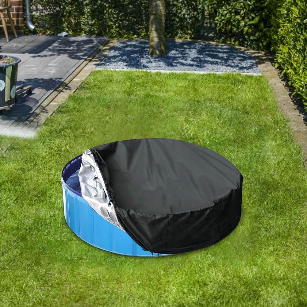 V562-1088562060DBT-202503031940-00 82x30cm Foldable Sunscreen Pool Cover - Dustproof Round Black & Silver - Image 1