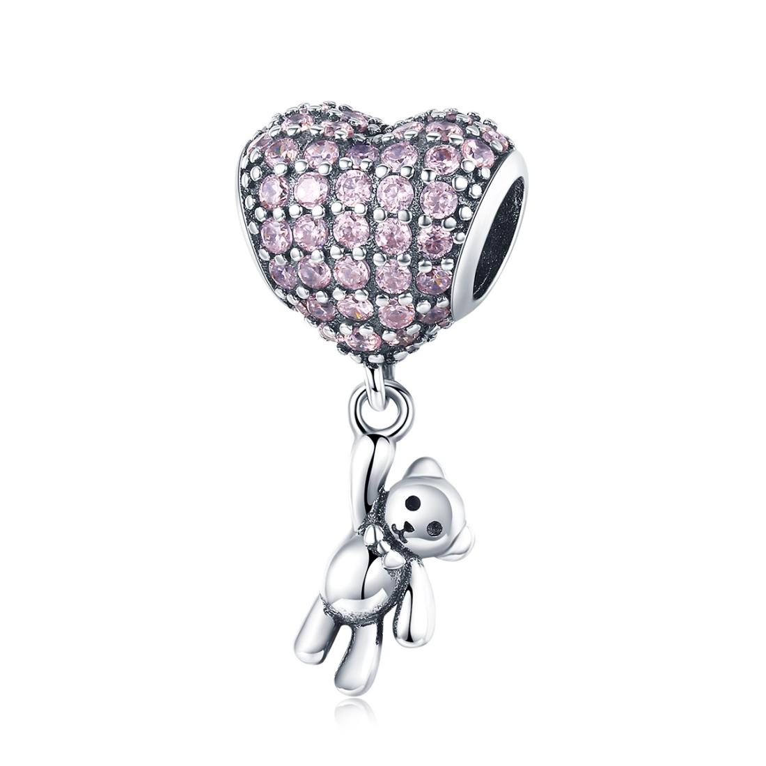 V562-1094386240DBT-202504112046-00 925 Sterling Silver Bear Balloon Bracelet With Zirconium Diamond Beads Style - Bead - Image 1