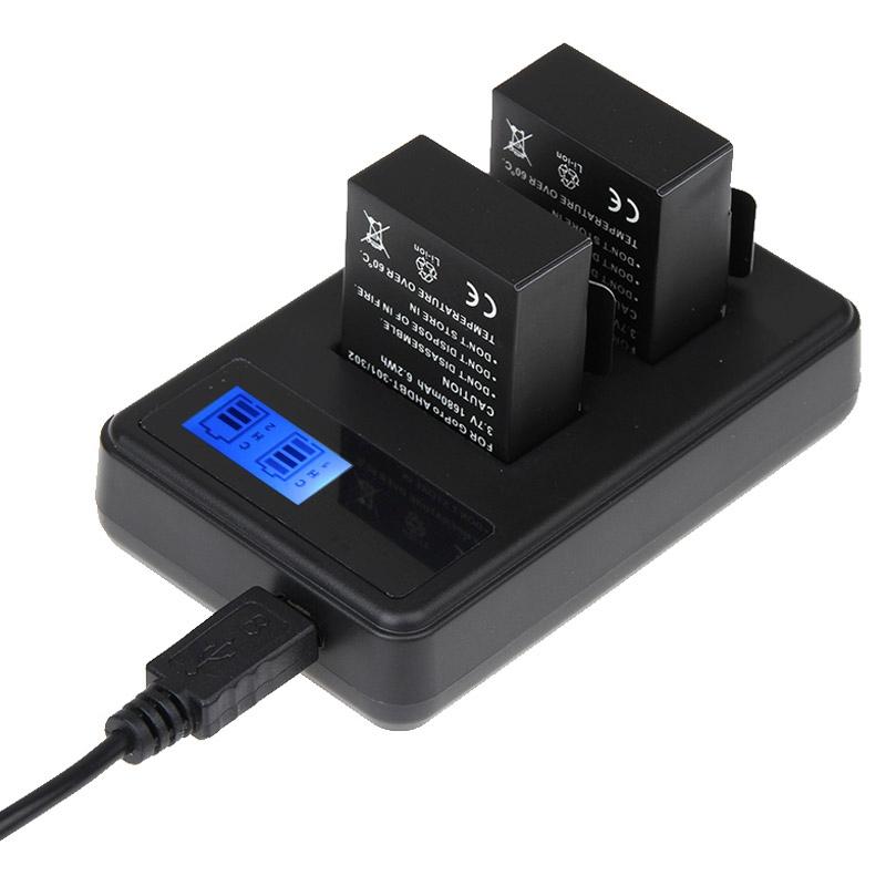 V562-1413-PLD-S-202503062005-00 Lcd Screen Dual Battery Charger for Gopro Hero3 with Charging Capacity Display - Image 1