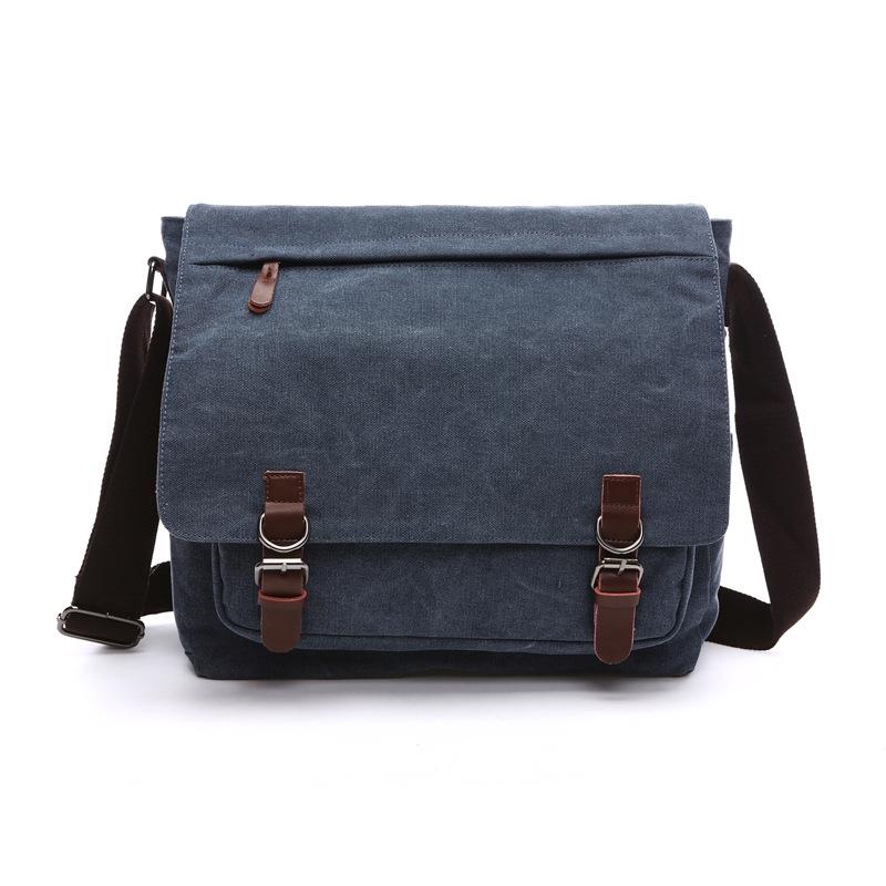V562-2095023060DBT-202505201315-00 Dark Blue Canvas Business Messenger Bag Large - Image 1