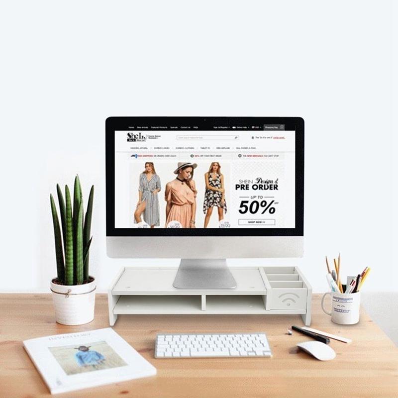 V562-2663940DBT-202502271931-00 Versatile Desktop Monitor Stand - Sturdy Wood Riser for Laptop Notebook Tv - Image 1