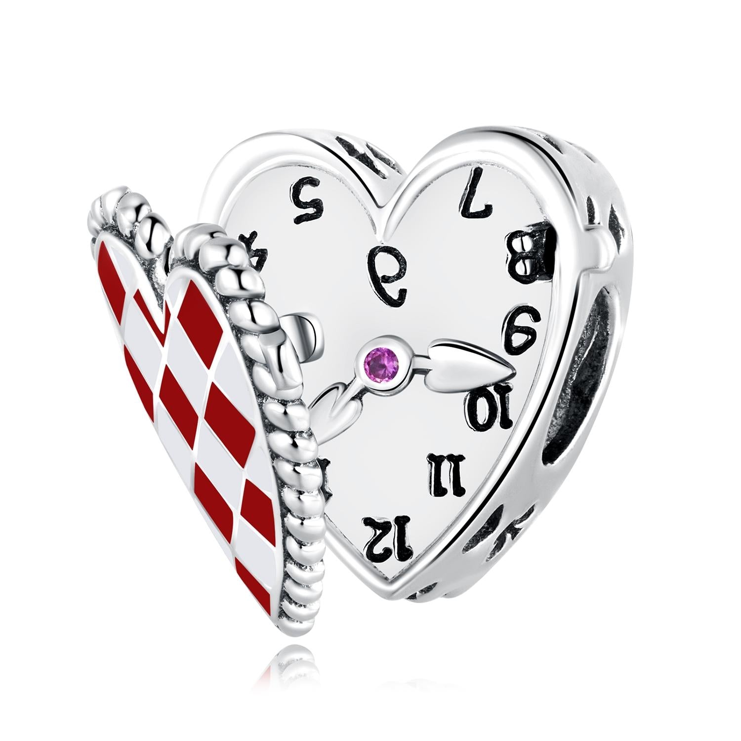 V562-2909200ADE-202504111705-00 925 Sterling Silver Heart Clock Beads For Diy Bracelets & Necklaces - Image 1