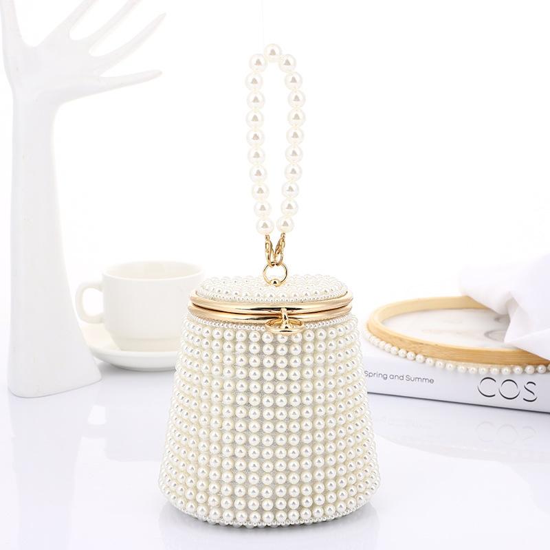 V562-3022842060DBT-202505191616-00 White & Beige Pearl Mini Tote Bag - Image 1