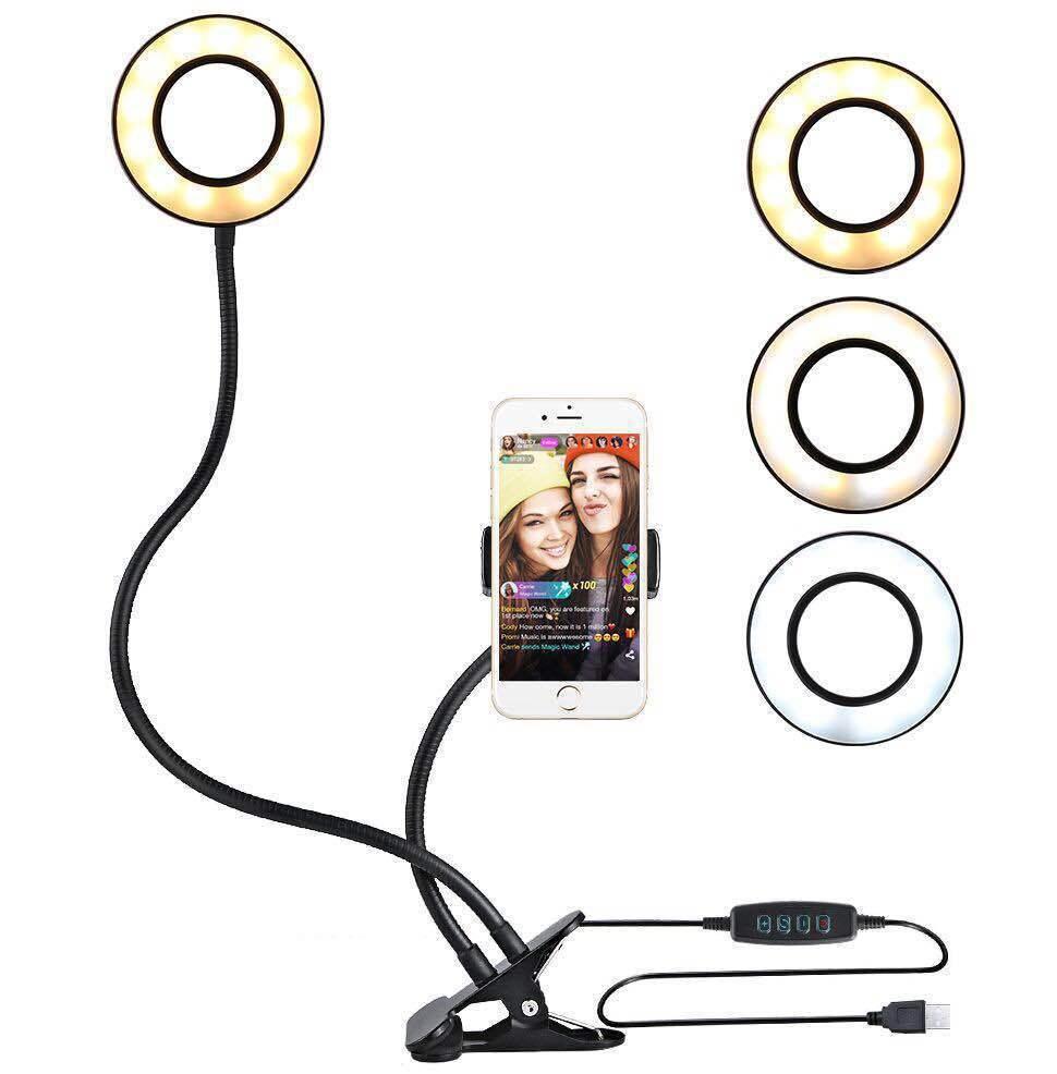 V562-3052034060DBT-221766-00 360 Degree Flexible Selfie Ring Light with Phone Holder for Live Streaming - 8 Inch - Image 1