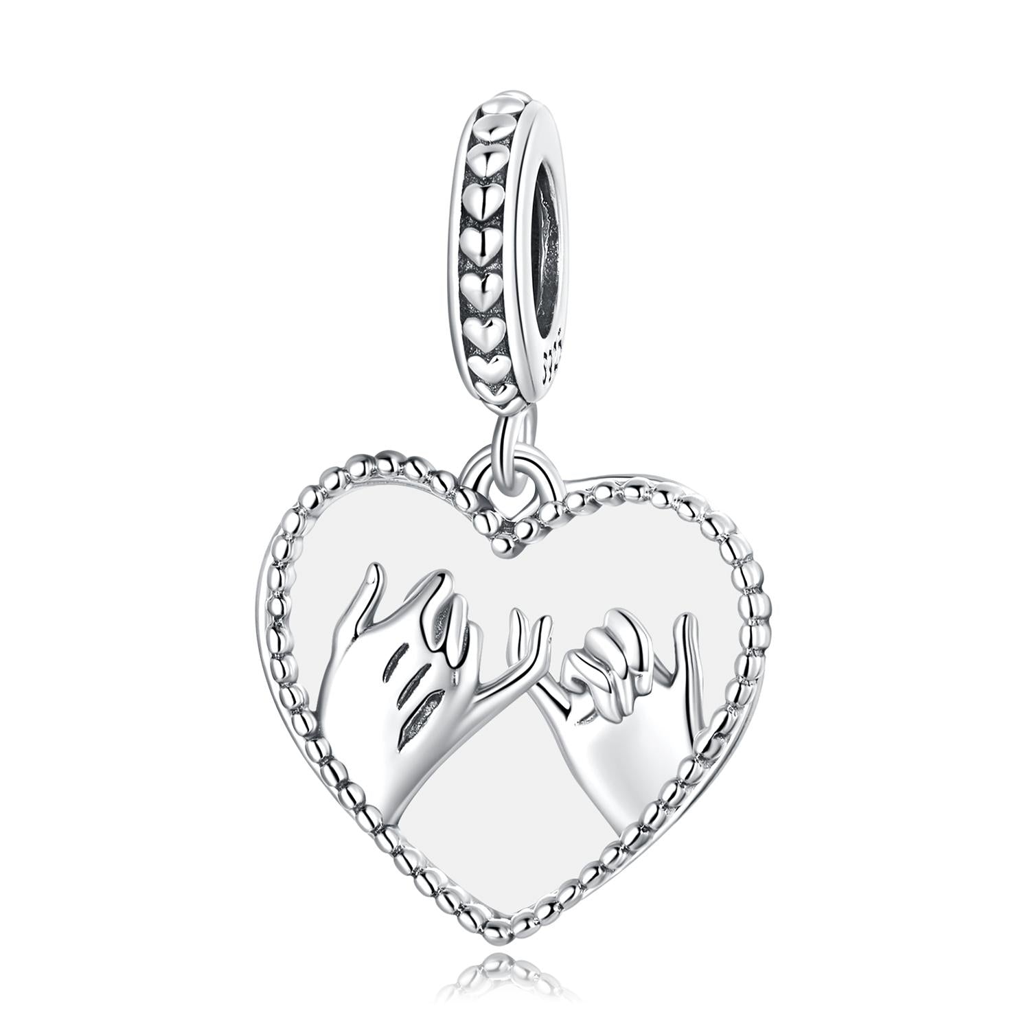 V562-3329200ADE-202504111707-00 925 Sterling Silver Hand In Hand Heart Pendant For Diy Bracelets & Necklaces - Image 1
