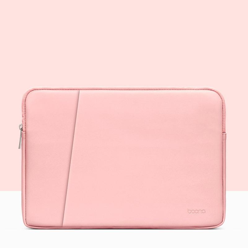 V562-4531475950DBT-202504021947-00 Double-Layer Leather Laptop Bag - Pink - Fits 13 / 13.3 / 14 Inch - Image 1