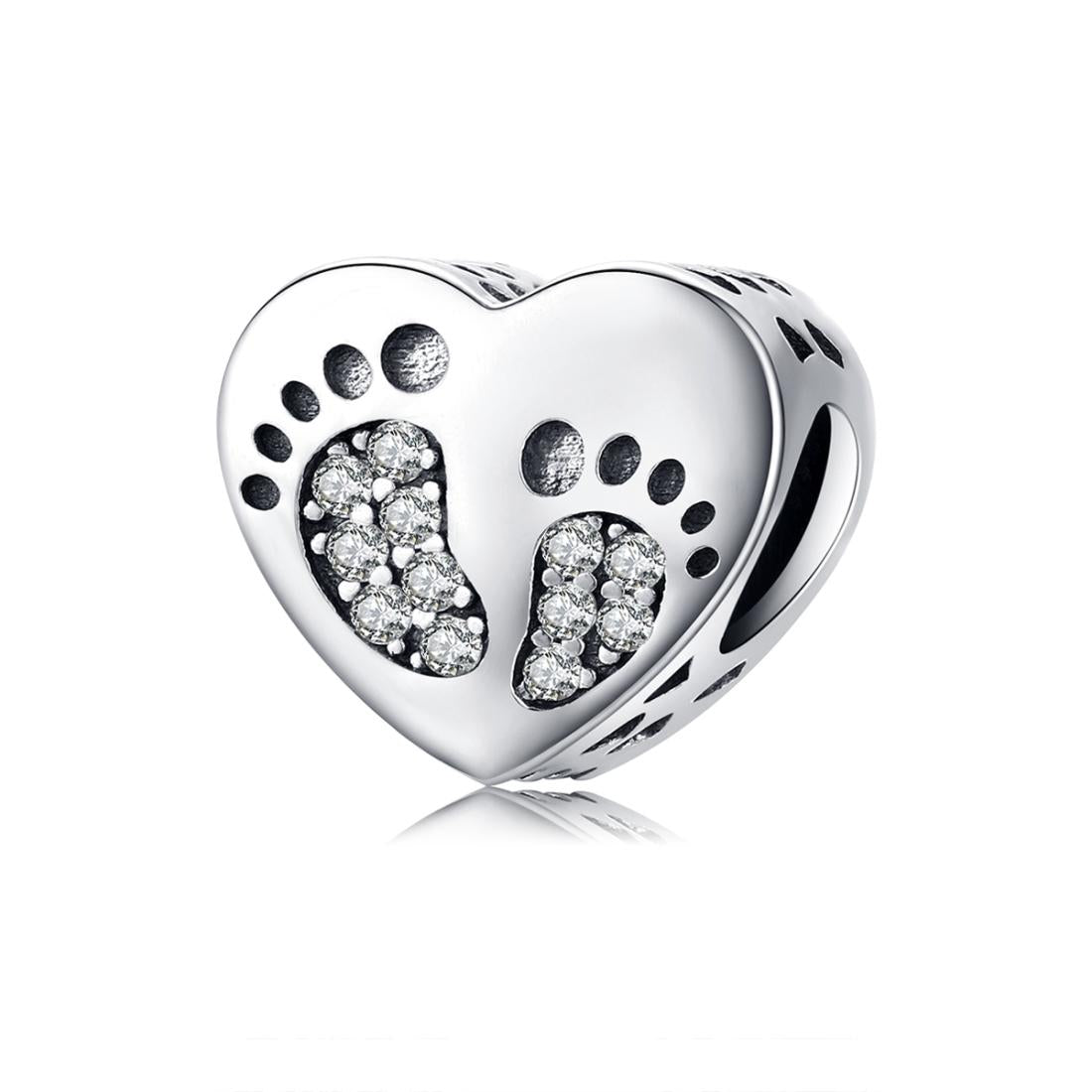 V562-47586240DBT-202504111620-00 925 Sterling Silver Heart Footprint Beads For Diy Bracelets - Image 1