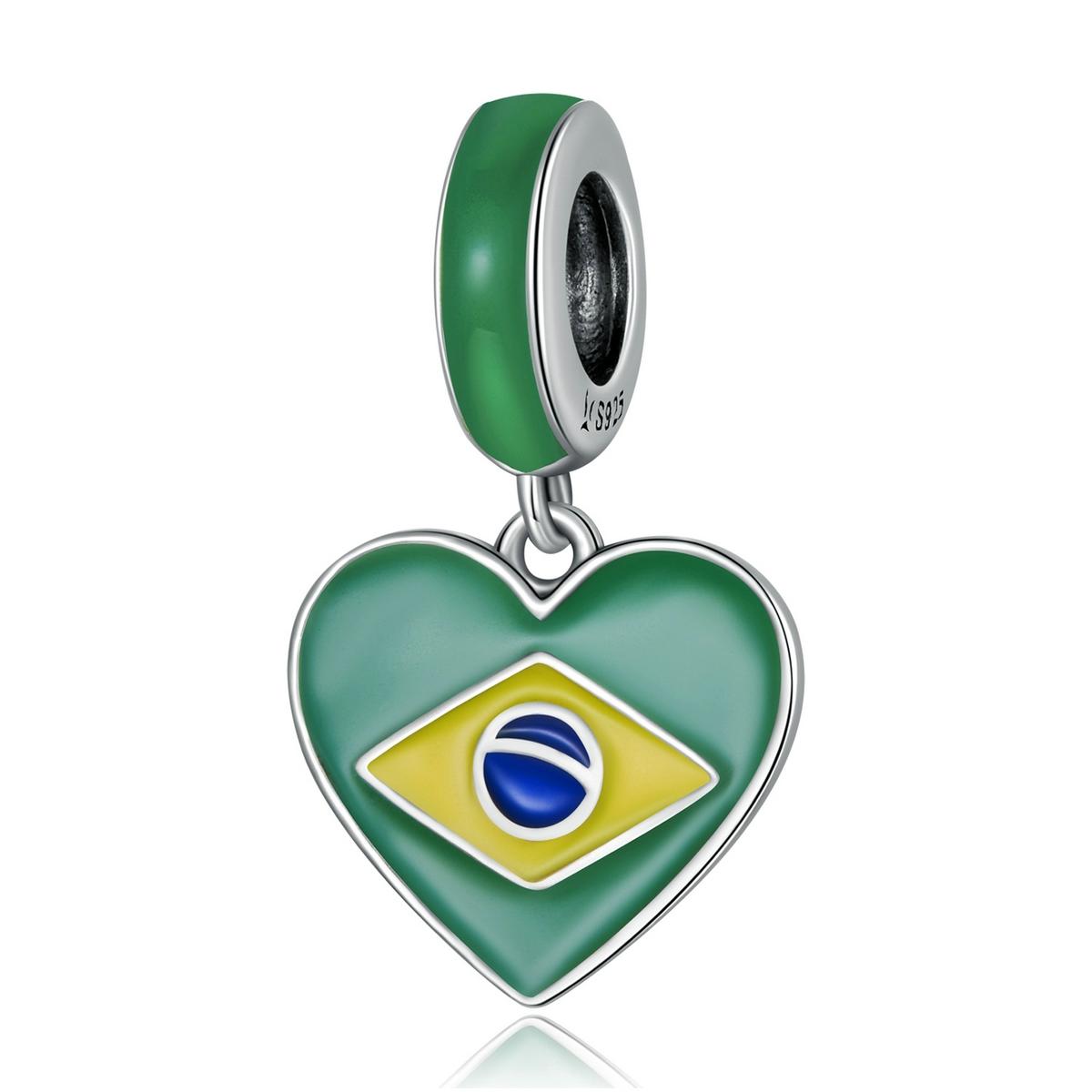 V562-5512200ADE-202504111825-00 925 Sterling Silver Brazilian Flag Pendant Bracelet / Necklace Accessory - Image 1